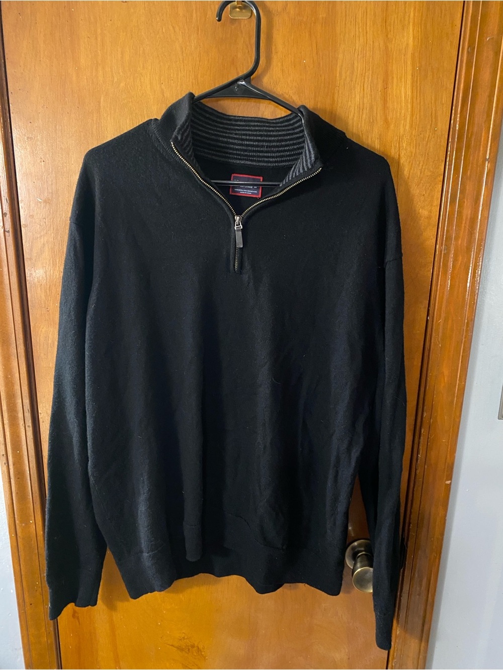 UNTUCKit Men's Black Half-Zip Sweater with Ribbed Collar